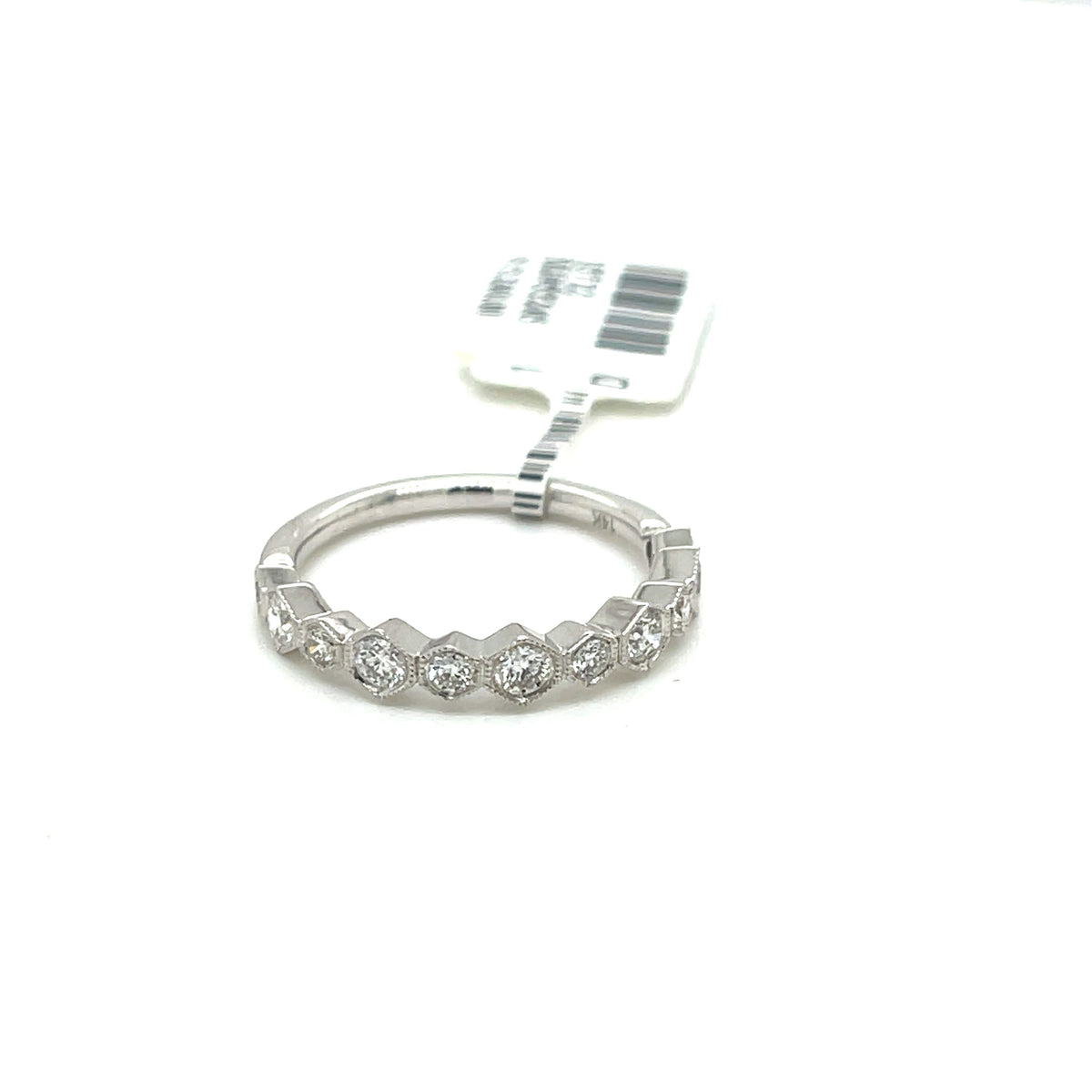 14k White Gold 0.75CT Diamond Ladies Band, 2.2g, Size 6