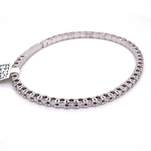 14k White Gold 3.25 CT Diamond Flexible Bangle Bracelet, 10.3gm, S14043