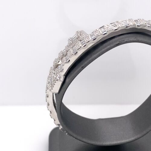 14k White Gold 5.13 CT Diamond Fancy Bangle Bracelet, 21.5g