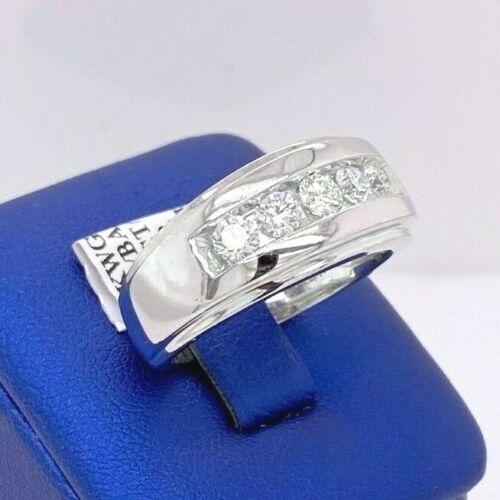 14k White Gold 1.25 CT Diamond Men's Fancy Band, 9.5gm, Size 10.25