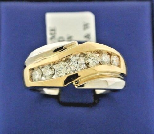 14k Two Tone Gold Men's 1.30 CT Diamond Band, 12.6gm, Size 10.25,