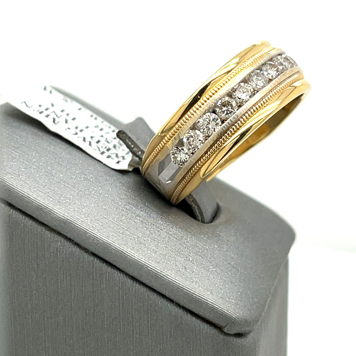 14k Yellow Gold 1.35 CT Diamond Men's Wedding Band, 7.5g, Size 9.75