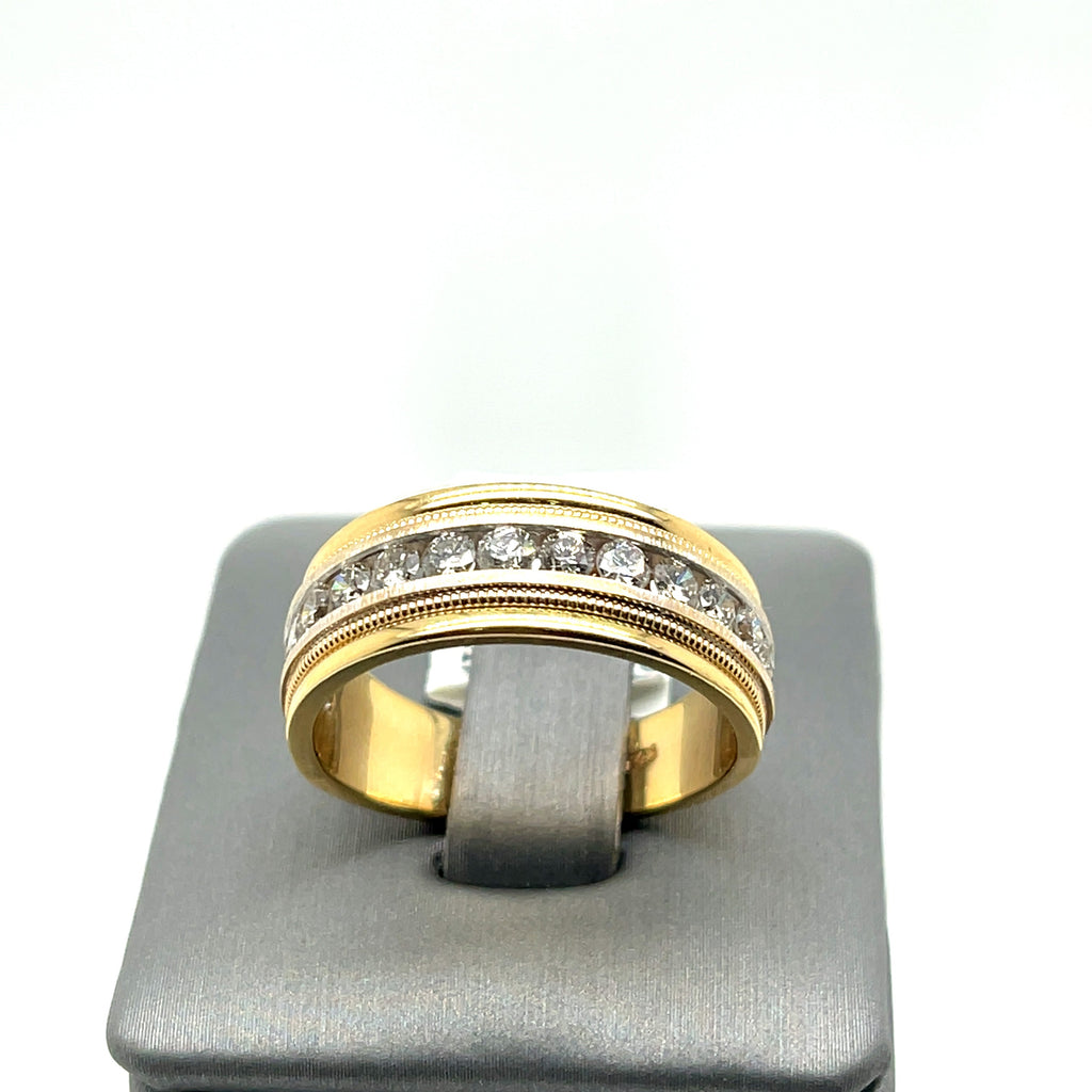 14k Yellow Gold 1.35 CT Diamond Men's Wedding Band, 7.5g, Size 9.75