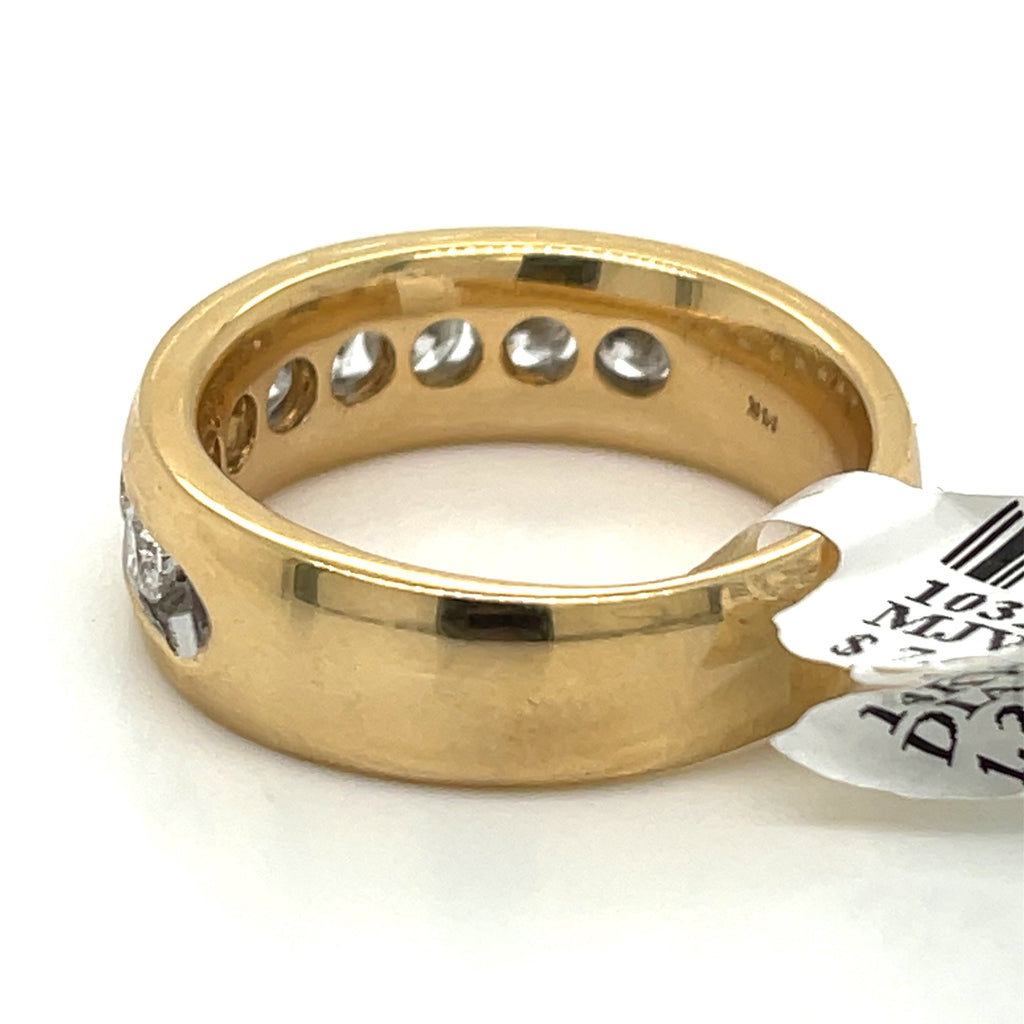 14k Yellow Gold 1.25 CT Diamond Men's Wedding Band, 13g, Size 10.5