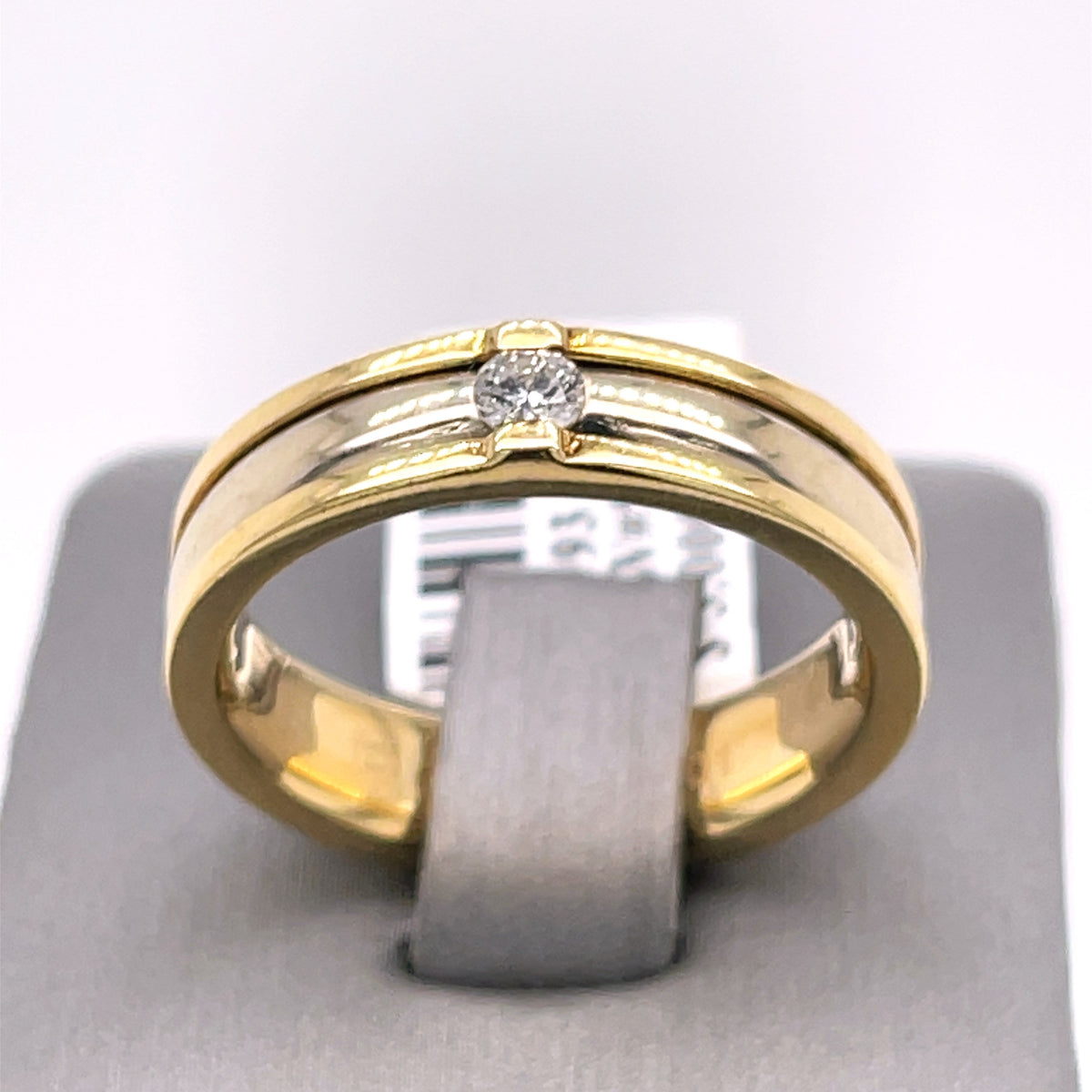 14k Yellow/White Gold 0.15 CT Diamond Men's Wedding Band, 10g, Size 10