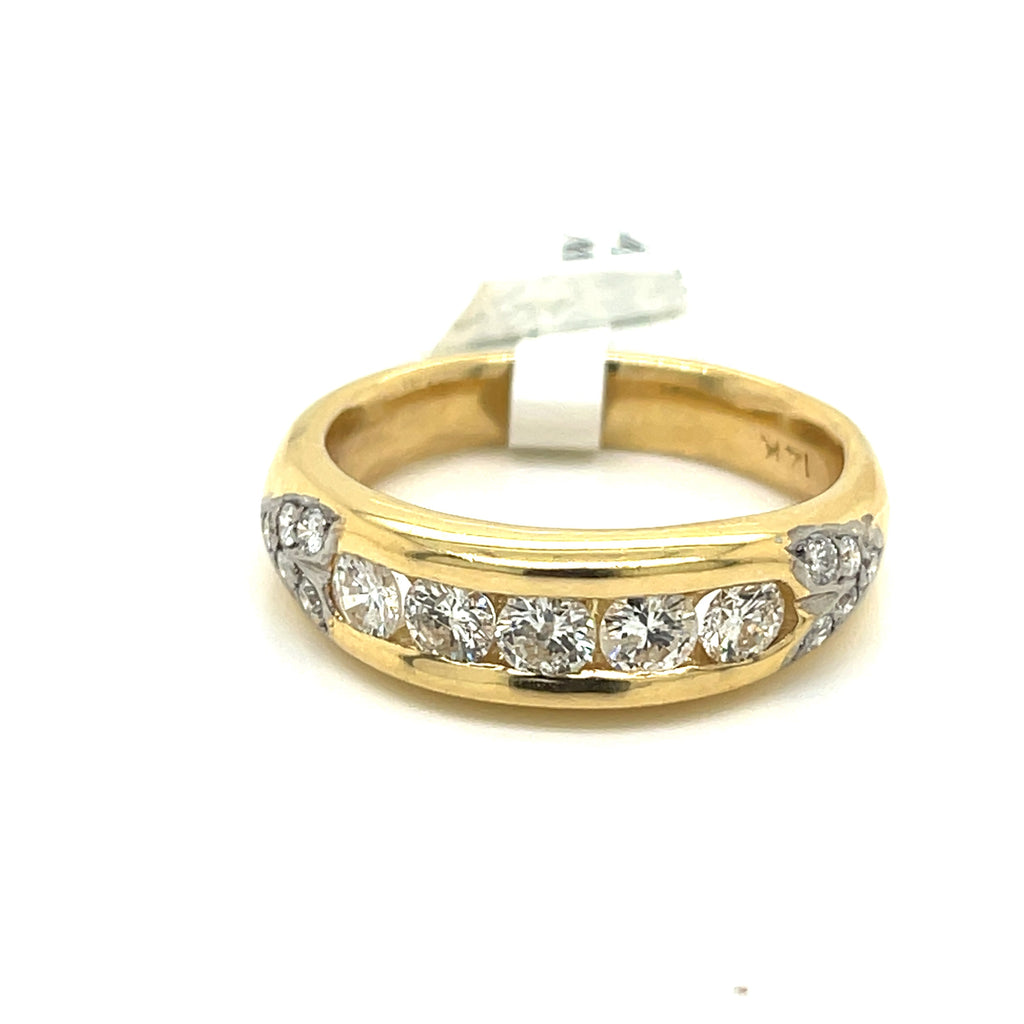 14k Yellow Gold 1.50 CT Diamond Men's Wedding Band 10.5g, Size 11.75
