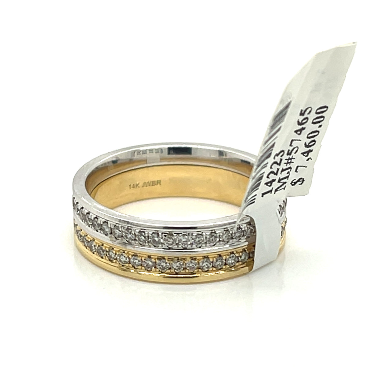 14k Multi Tone Gold 1.00 CT Diamond Men's rolling Band,  8.1g, Size 9.75