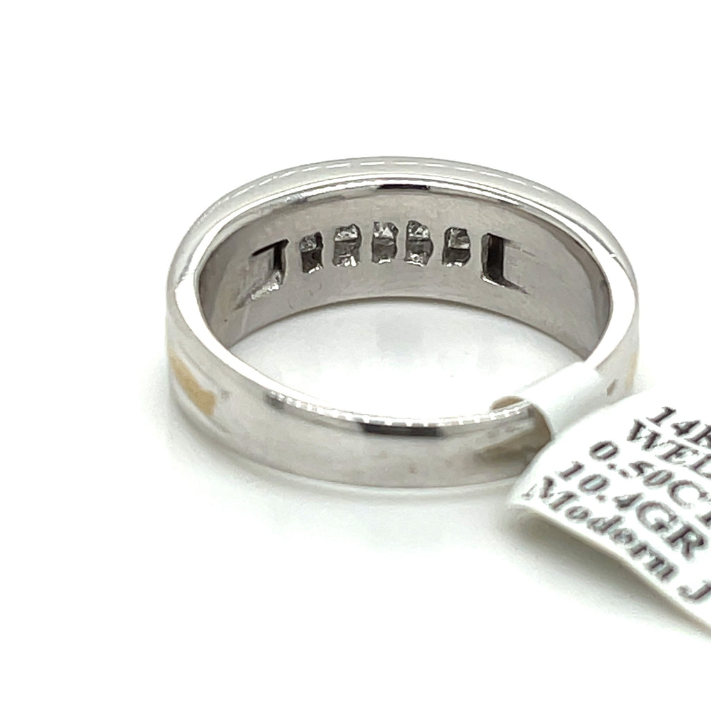 14k Yellow White Gold 0.50 CT Diamond Men's Wedding Band, 10.4g, Size 9