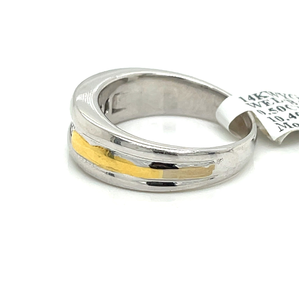 14k Yellow White Gold 0.50 CT Diamond Men's Wedding Band, 10.4g, Size 9