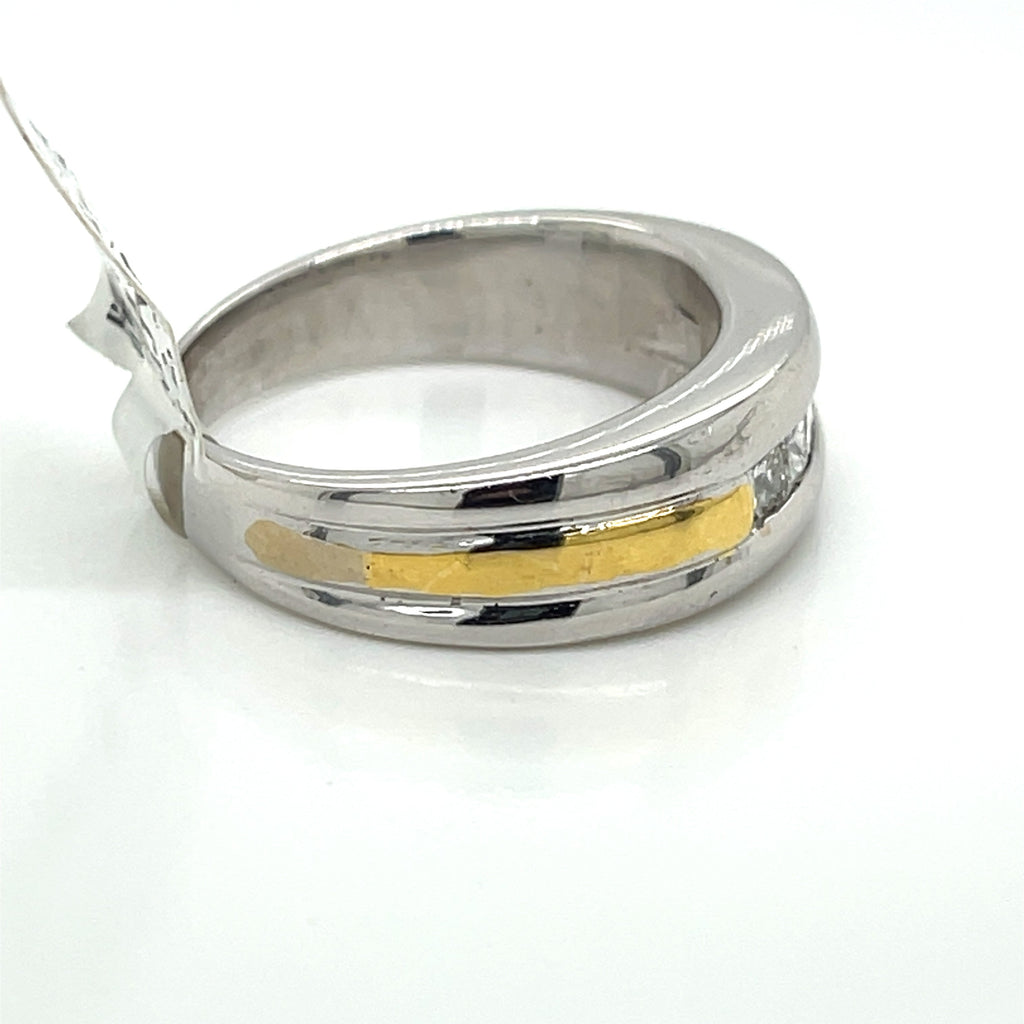 14k Yellow White Gold 0.50 CT Diamond Men's Wedding Band, 10.4g, Size 9