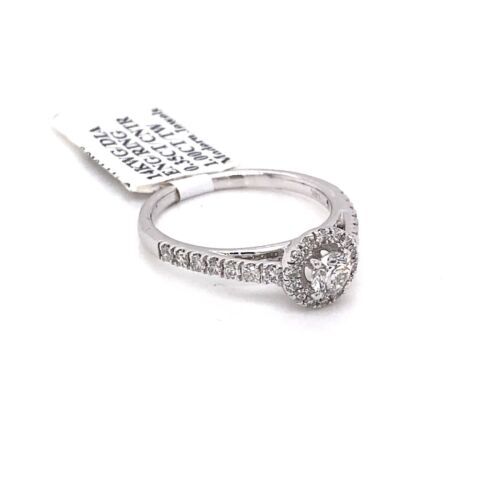 14k White Gold 1.00 CT Diamond Halo Engagement Ring, Size 7, 3.2gm