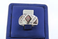 14K WHITE GOLD TAHITIAN BLACK & WHITE MOTHER OF PEARL & DIAMOND LADIES RING