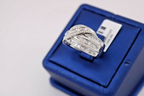 14k White Gold 1.00 CT Ladies Diamond Bypass Ring, 9.1gm, Size 8