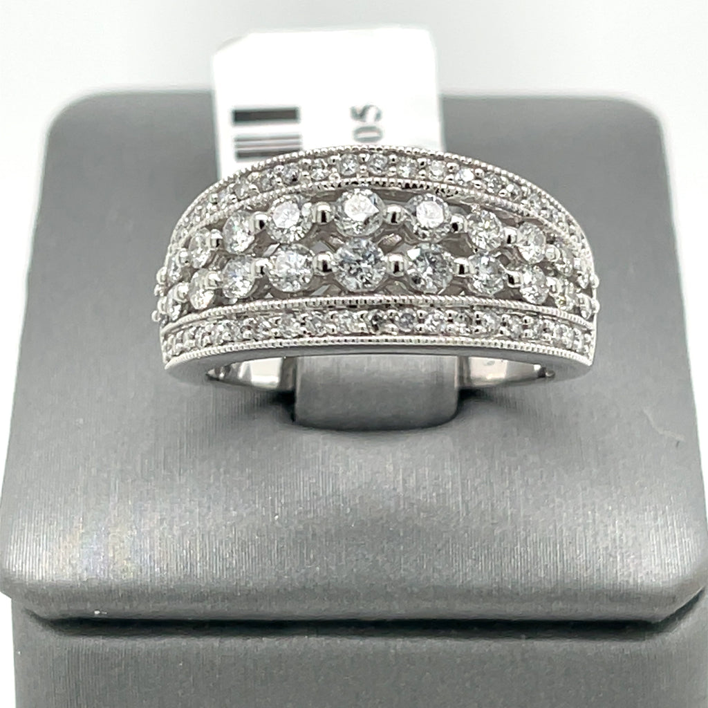 14K White Gold 1.00 CT Diamond Ladies Ring, 4.6gm, Size 6.75