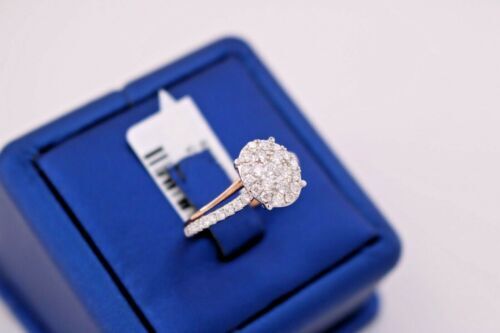 14K Two Tone 1.00 CT Diamond Ladies Cluster Ring, 3.6gm, Size 7