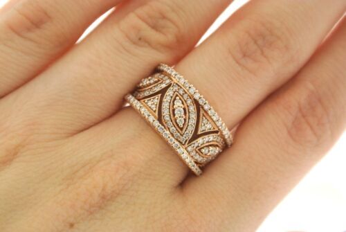 14K SOLID ROSE GOLD 1.00 CT ROUND CUT DIAMONDS LADIES RING 7.4 GM SIZE 7