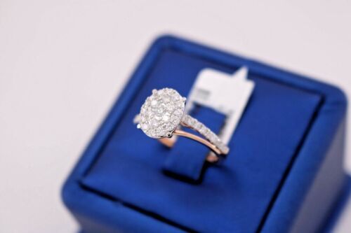 14K Two Tone 1.00 CT Diamond Ladies Cluster Ring, 3.6gm, Size 7