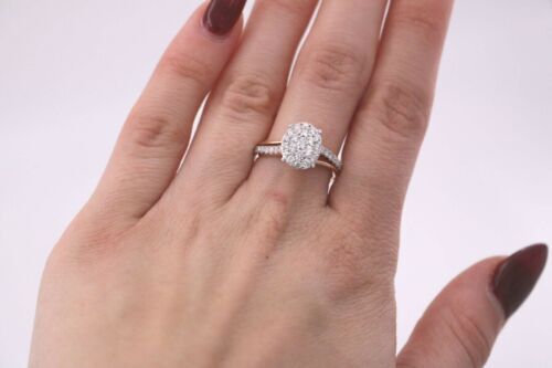 14K Two Tone 1.00 CT Diamond Ladies Cluster Ring, 3.6gm, Size 7