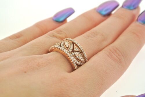 14K SOLID ROSE GOLD 1.00 CT ROUND CUT DIAMONDS LADIES RING 7.4 GM SIZE 7
