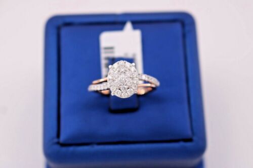 14K Two Tone 1.00 CT Diamond Ladies Cluster Ring, 3.6gm, Size 7