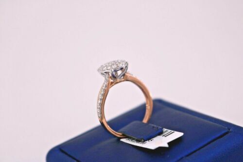 14K Two Tone 1.00 CT Diamond Ladies Cluster Ring, 3.6gm, Size 7