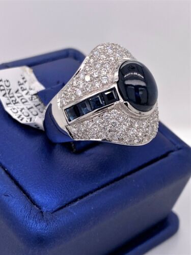14k White Gold 7.97 CT Diamond & Sapphire Ring, 14.5g, Size 8