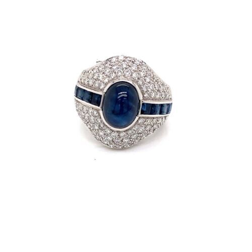 14k White Gold 7.97 CT Diamond & Sapphire Ring, 14.5g, Size 8