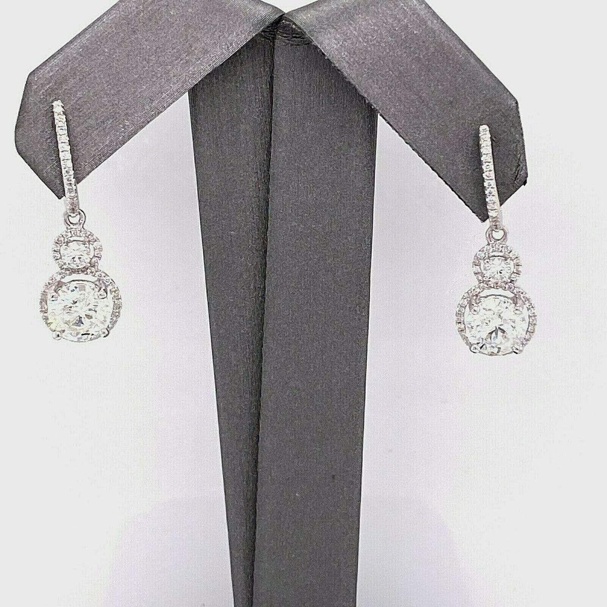 14k White Gold 3.50 CT Diamond Drop Ladies Earrings, 3.9gm