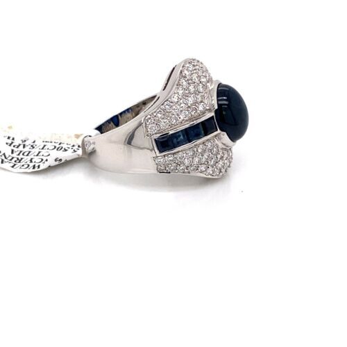 14k White Gold 7.97 CT Diamond & Sapphire Ring, 14.5g, Size 8