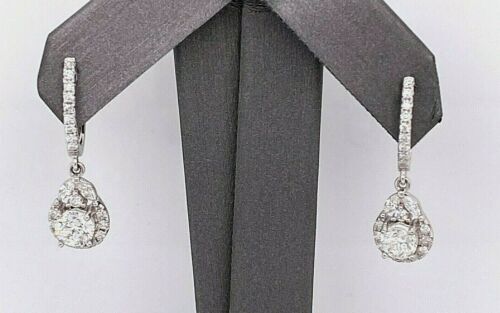 14k White Gold 2.50 CT Diamond Drop Earrings, 3.9gm