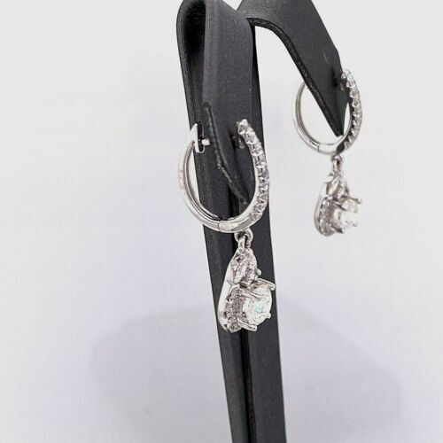14k White Gold 2.50 CT Diamond Drop Earrings, 3.9gm