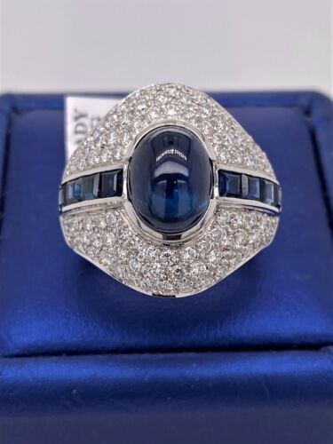 14k White Gold 7.97 CT Diamond & Sapphire Ring, 14.5g, Size 8