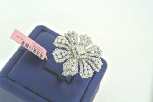 Cocktail Flower Design 18k White Gold 5.00 CT Diamond Ring, 14gm, Size 7