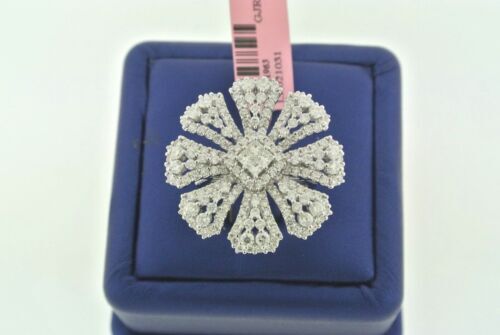 Cocktail Flower Design 18k White Gold 5.00 CT Diamond Ring, 14gm, Size 7