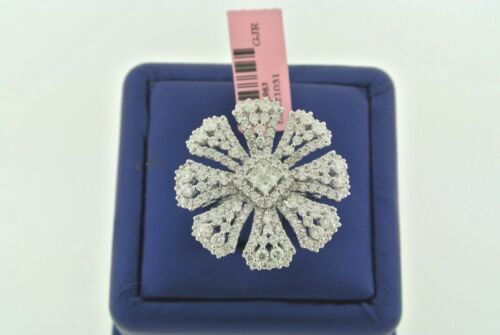 Cocktail Flower Design 18k White Gold 5.00 CT Diamond Ring, 14gm, Size 7
