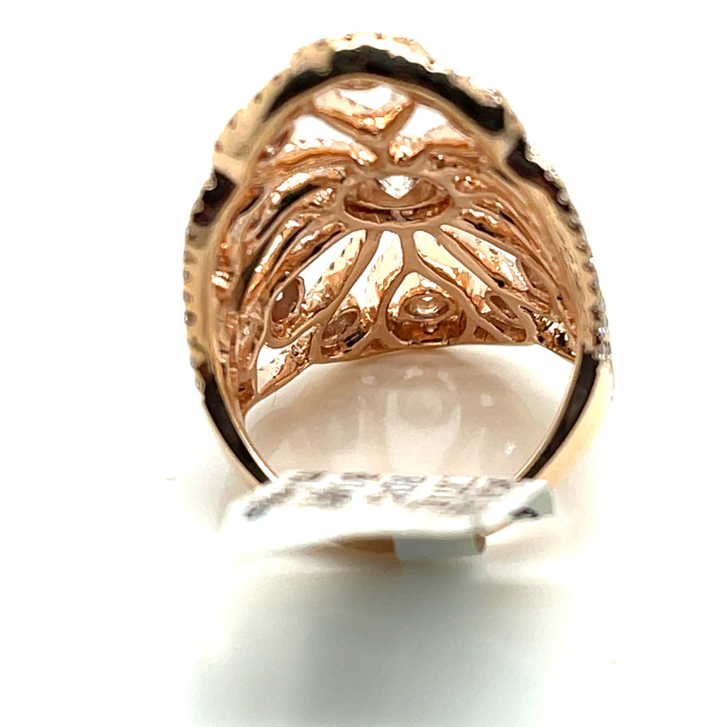 14k Rose Gold 3.00 CT Diamond Cocktail Ladies Ring, 9.8gm, Size 7