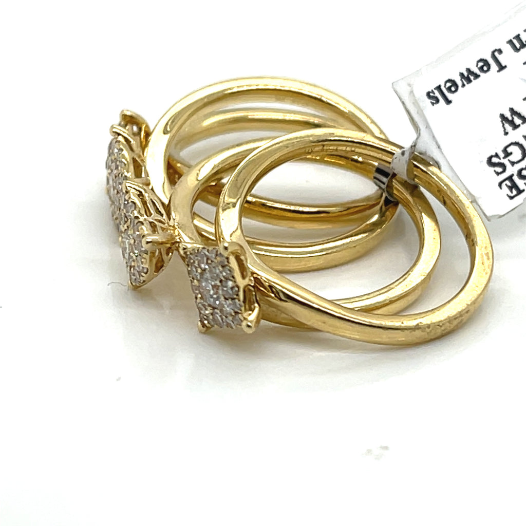 14k Yellow Gold 1.80 CT Diamond 4 Piece Stackable Bands, 11.3gm, Size 6