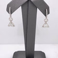 14k White Gold 3.00 CT Trillion Diamond Drop / Dangling Earrings, 2.9g