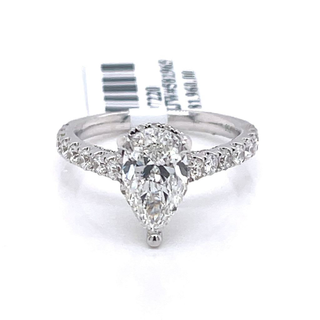 18K White Gold 1.50CT Pear Diamond Engagement ring, Size 6, 4.0g