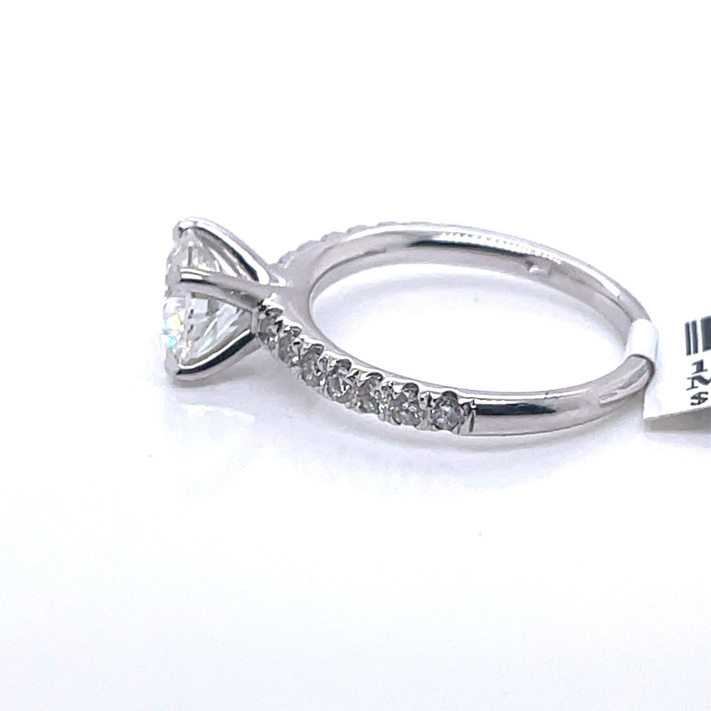 14K White Gold 2.75CT Round Cut Diamond Engagement Ring, Size 6.50, 3.1G