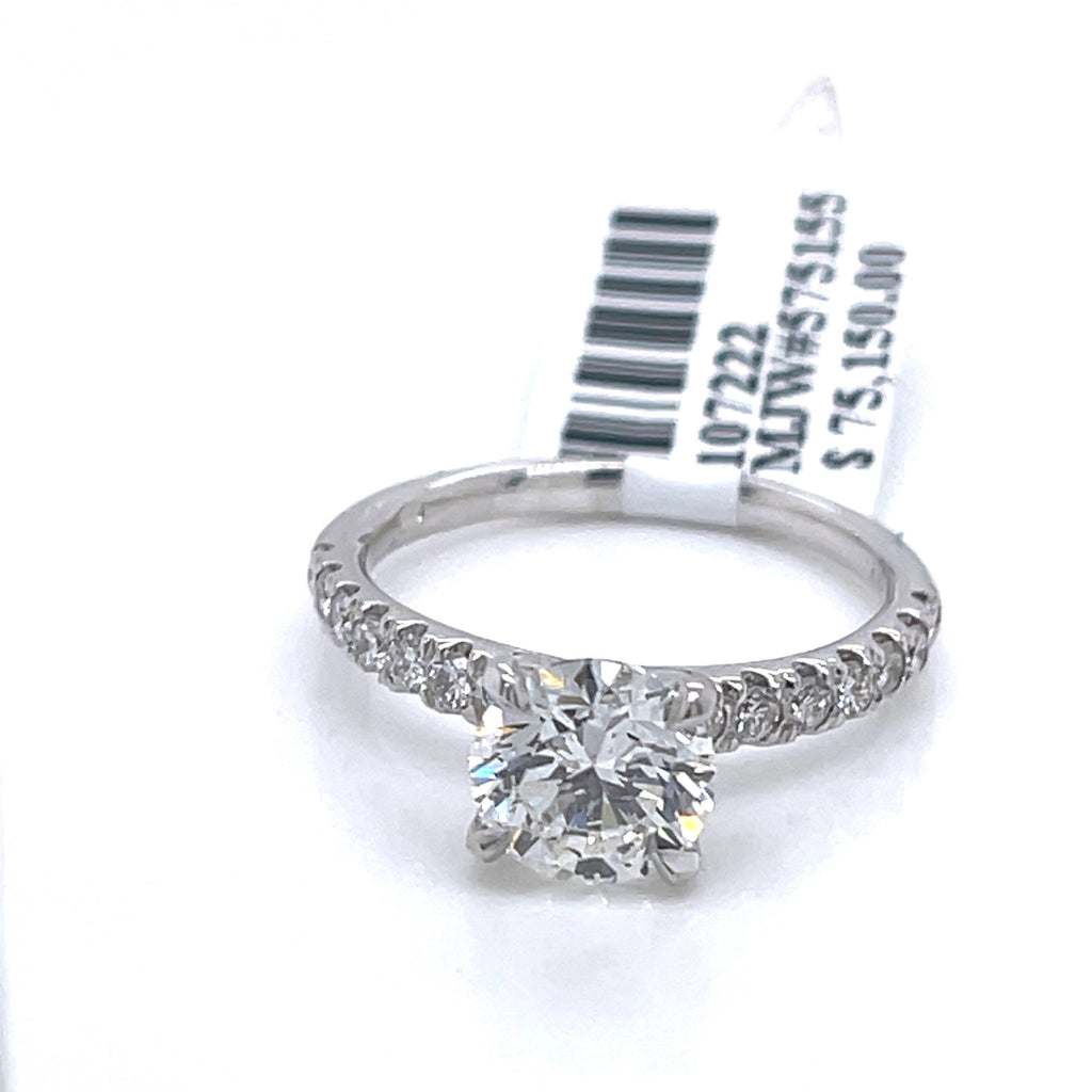 14K White Gold 2.75CT Round Cut Diamond Engagement Ring, Size 6.50, 3.1G