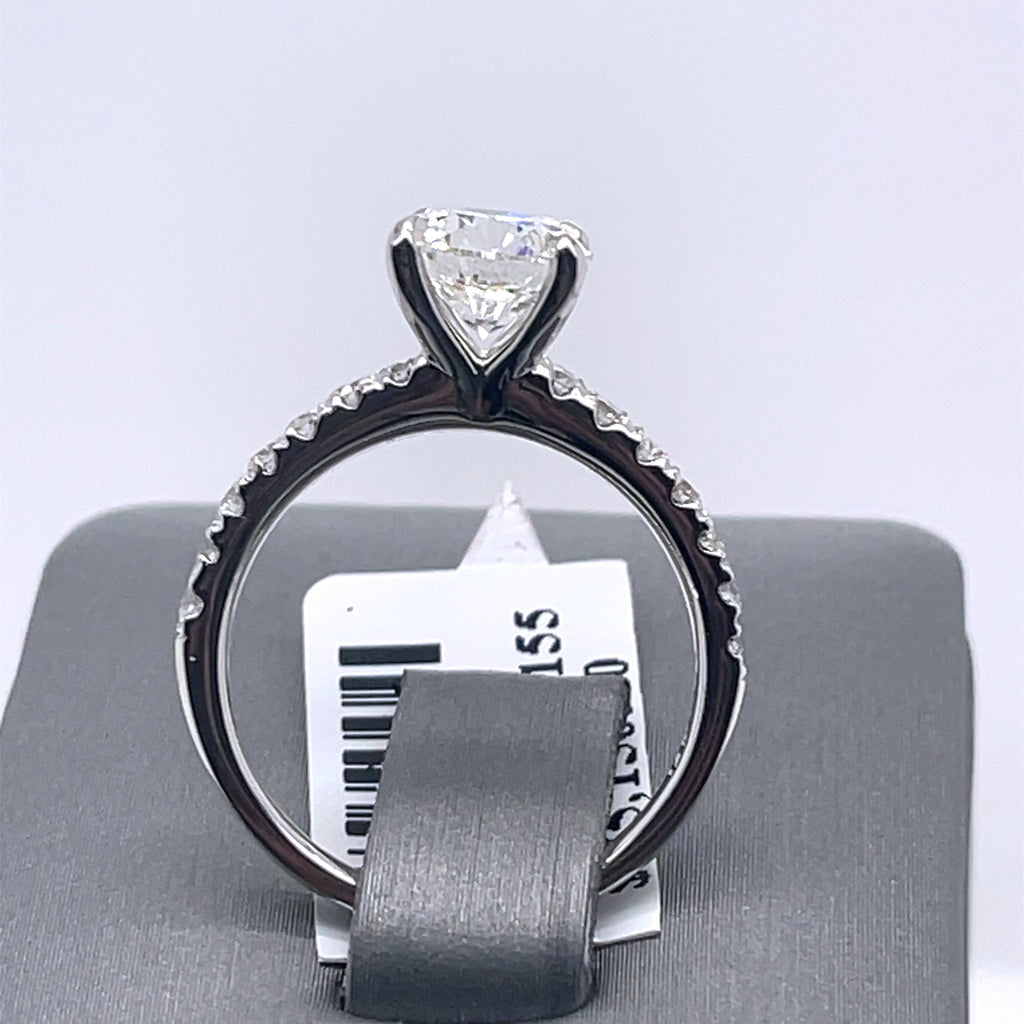 14K White Gold 2.75CT Round Cut Diamond Engagement Ring, Size 6.50, 3.1G