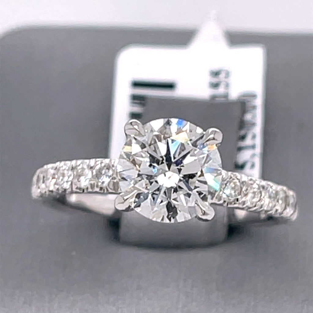 14K White Gold 2.75CT Round Cut Diamond Engagement Ring, Size 6.50, 3.1G