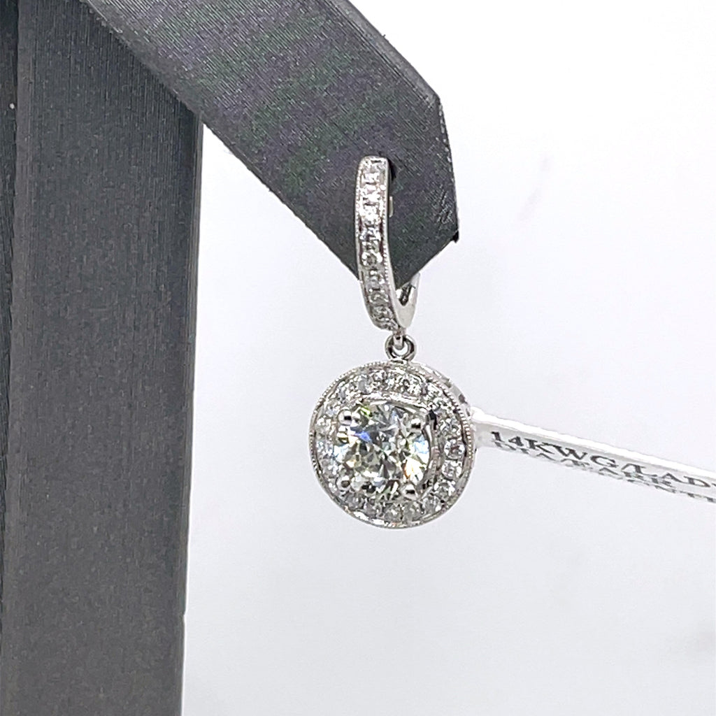 14K White Gold 3.00 CT Diamond Ladies Drop Earrings, 5.2gm