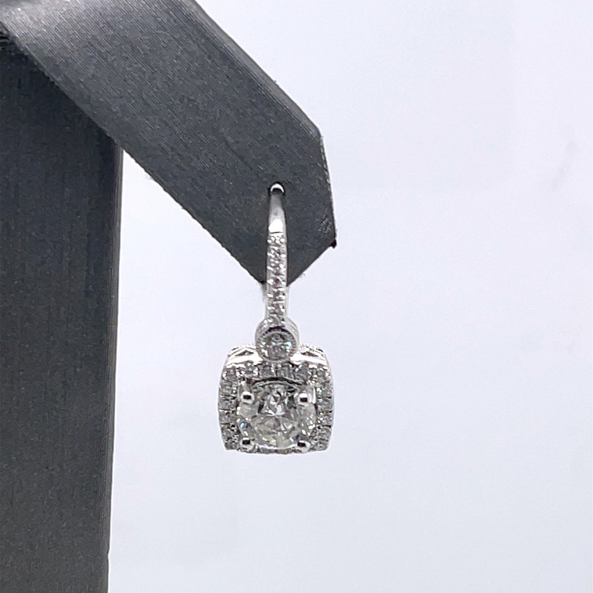 14k White Gold 3.25 CT Round Cut Diamond Drop Earrings, 6.3g