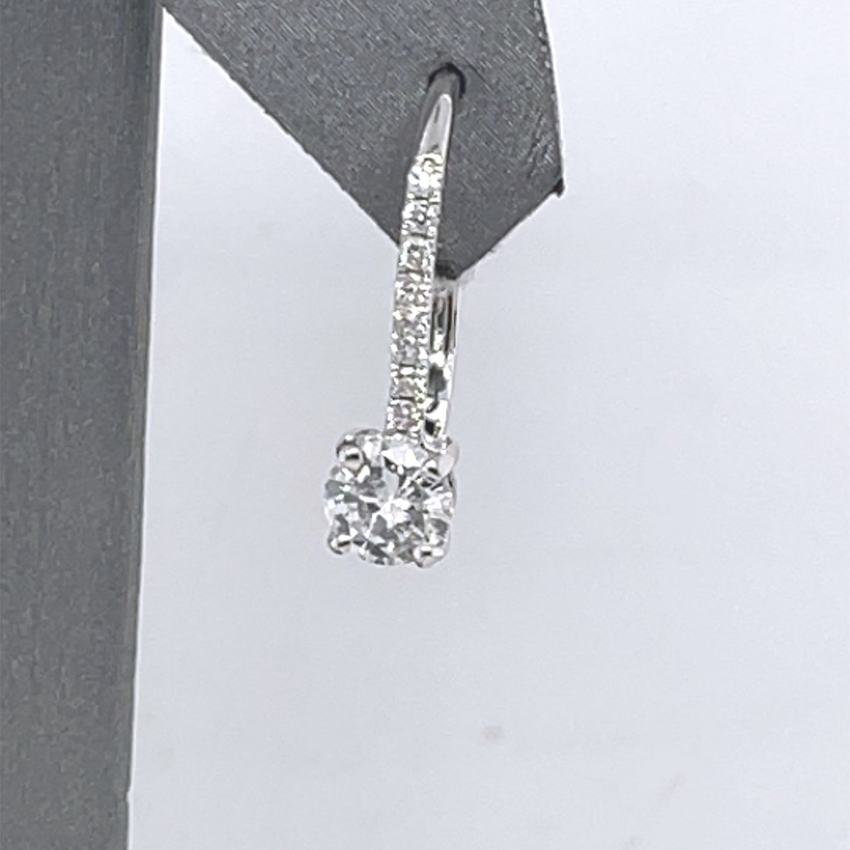 14k White Gold 1.50 CT Diamond Drop Lever Back Earrings, 2.6g