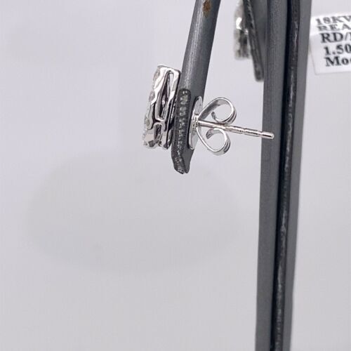 18k White Gold 1.50 CT Diamond Pear Shape Cluster Stud Earrings