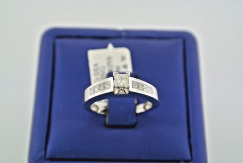 14k White Gold 0.75 CT Princess Cut Diamond Engagement Ring 4.2gm Size 7