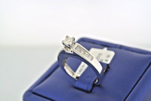14k White Gold 0.75 CT Princess Cut Diamond Engagement Ring 4.2gm Size 7