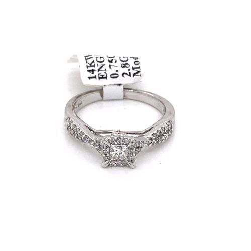 14k White Gold 0.75 CT Diamond Engagement Ring, 2.8g, Size 7